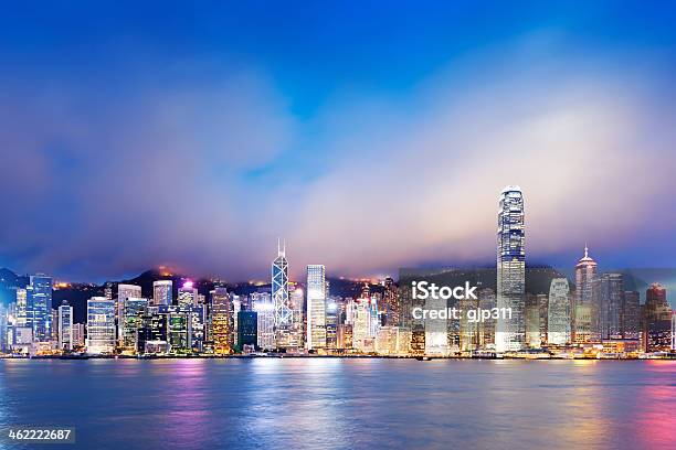 Hong Kong Night View Of Victoria Harbor Stock Photo - Download Image Now - Architecture, Asia, Business