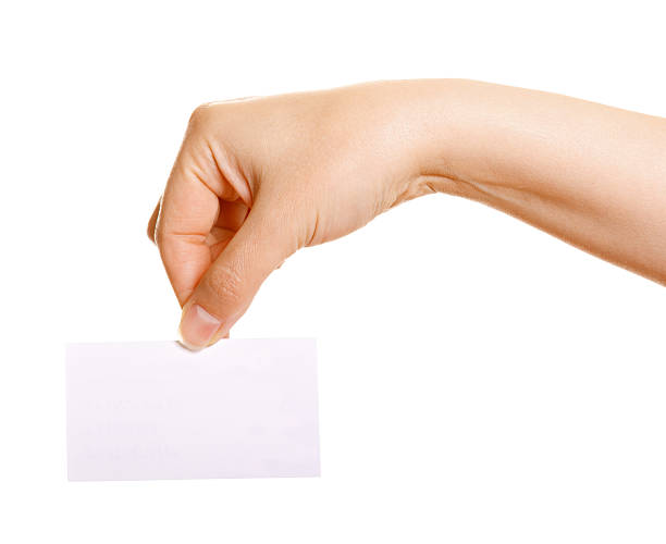 istock Female hand holding a business card 462224269