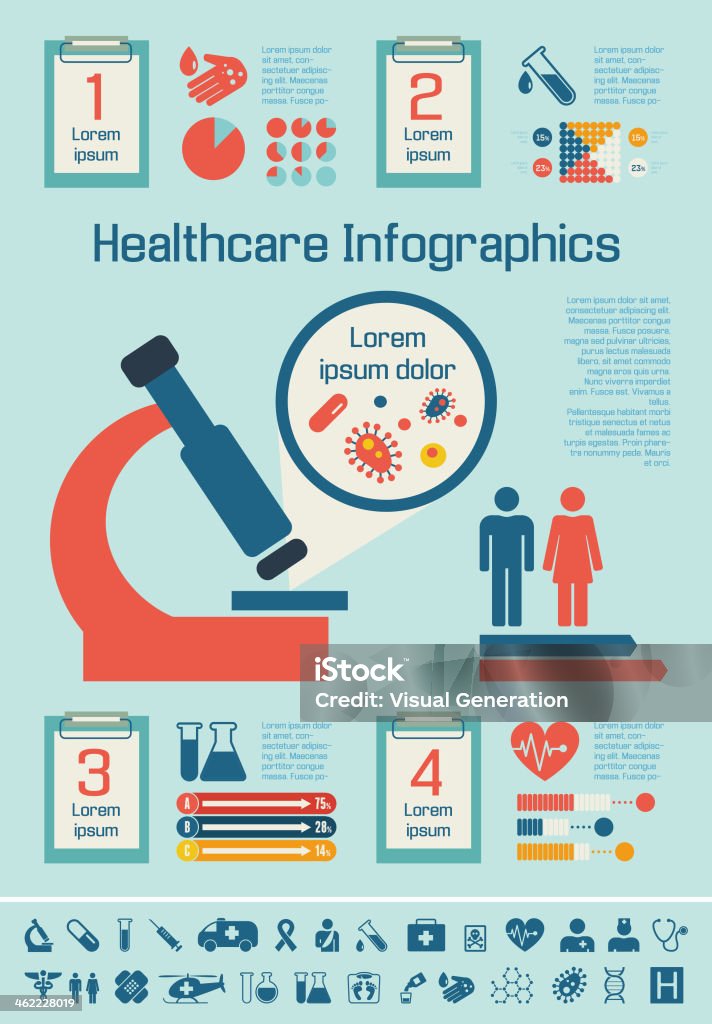 Verschiedene medizinische Verwandte Infografik Symbole - Lizenzfrei Analysieren Vektorgrafik