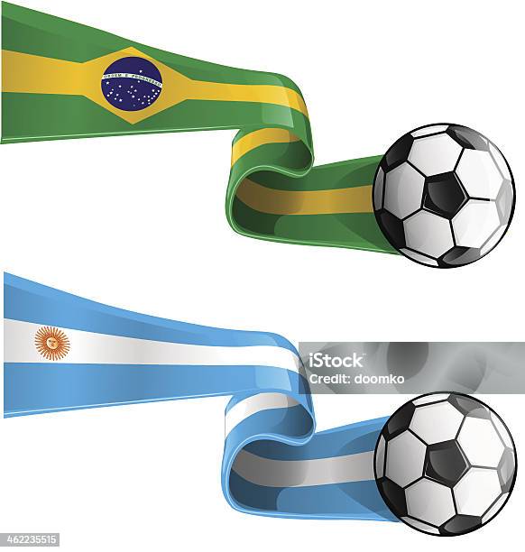 Аргентина Бразилия Флаг — стоковая векторная графика и другие изображения на тему Международное футбольное событие - Международное футбольное событие, Бразилия, Футбол