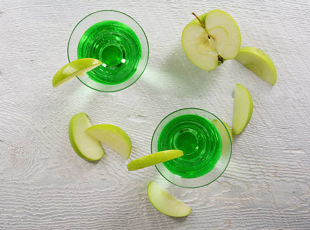 istock Green Apple Martini Cocktail in Overhead View 462237733
