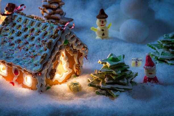 istock Small village in the snow built from sweetness 462238703