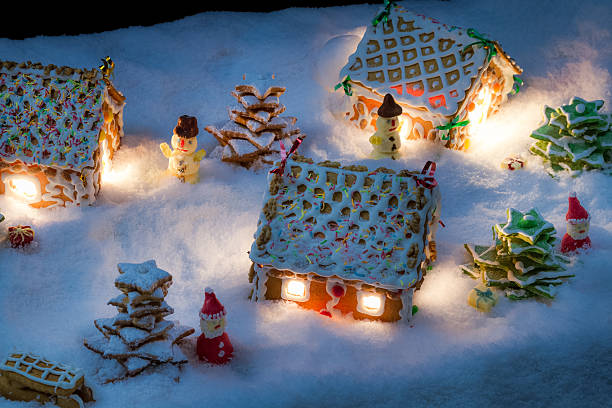 istock Small gingerbread village built from sweetness 462239125