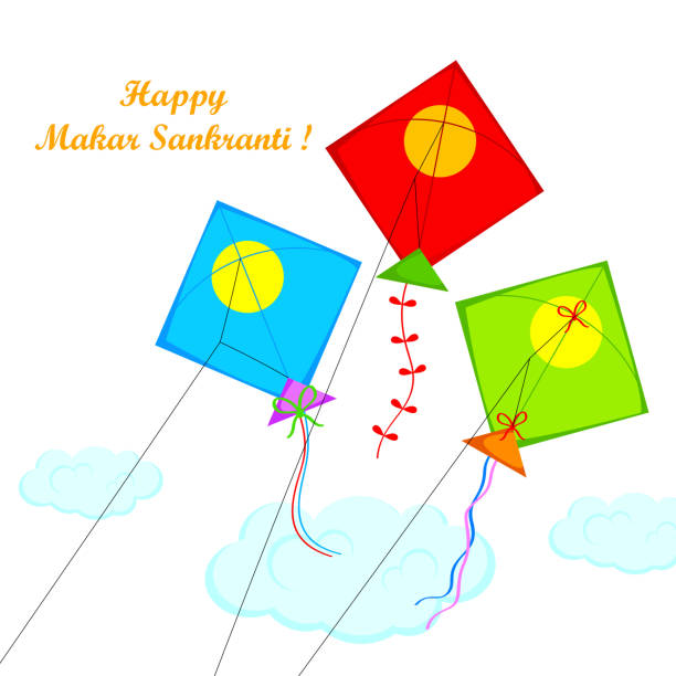 Makar Sankranti illustration of Makar Sankranti wallpaper with colorful kite happy pongal pics stock illustrations