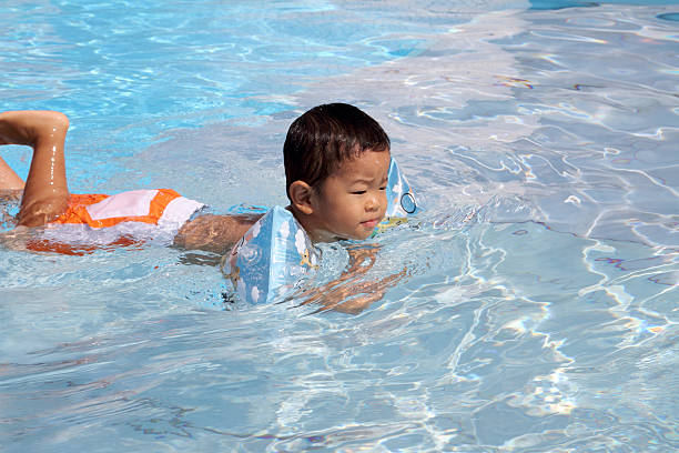 istock Infant swiming in the pool 462250123