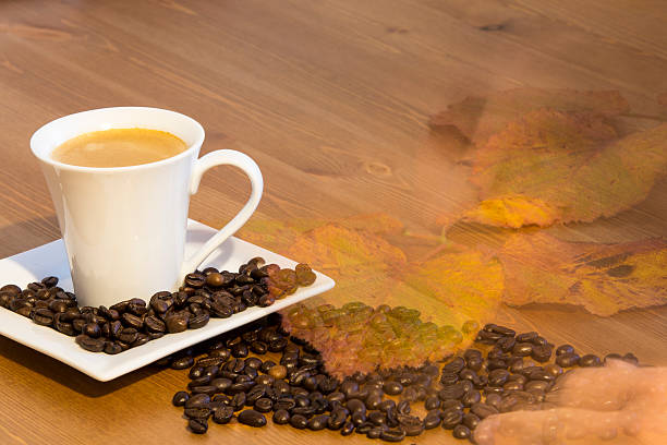istock Coffee cup and saucer on a wooden table 462251153