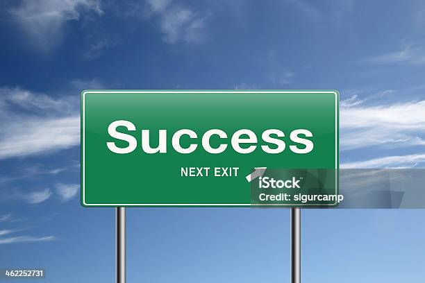 Highway Exit Sign For Success Direction Stock Photo - Download Image Now - Advice, Assistance, Blue