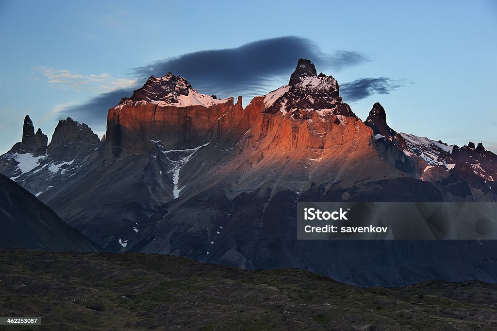 Pôr do sol de Torres del Paine - Royalty-free América do Sul Foto de stock