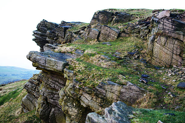 Windgather escalada de rochas no Peak District National Park, Inglaterra - foto de acervo