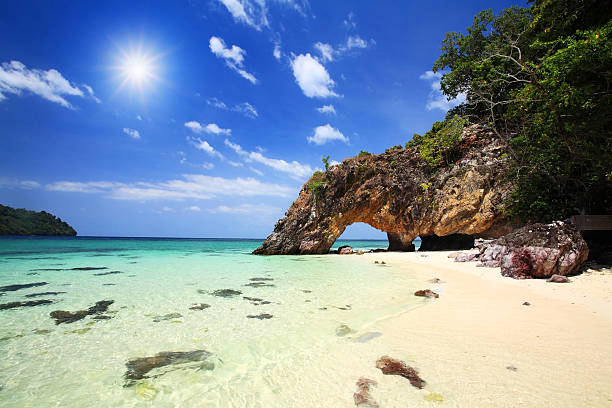 istock Natural stone arch against sunbeam 462258097