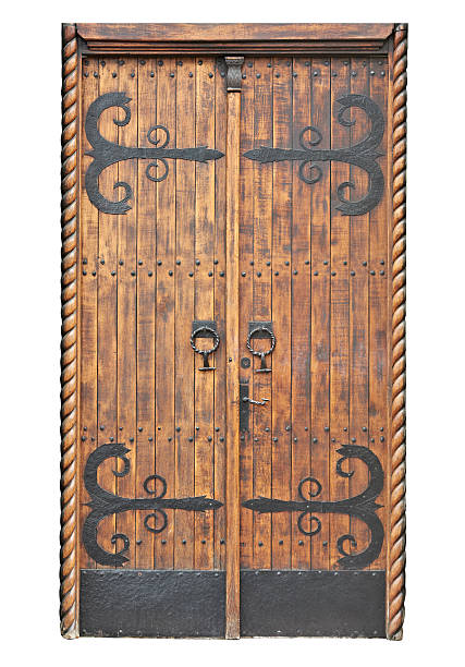 istock Old door isolated on white 462258479