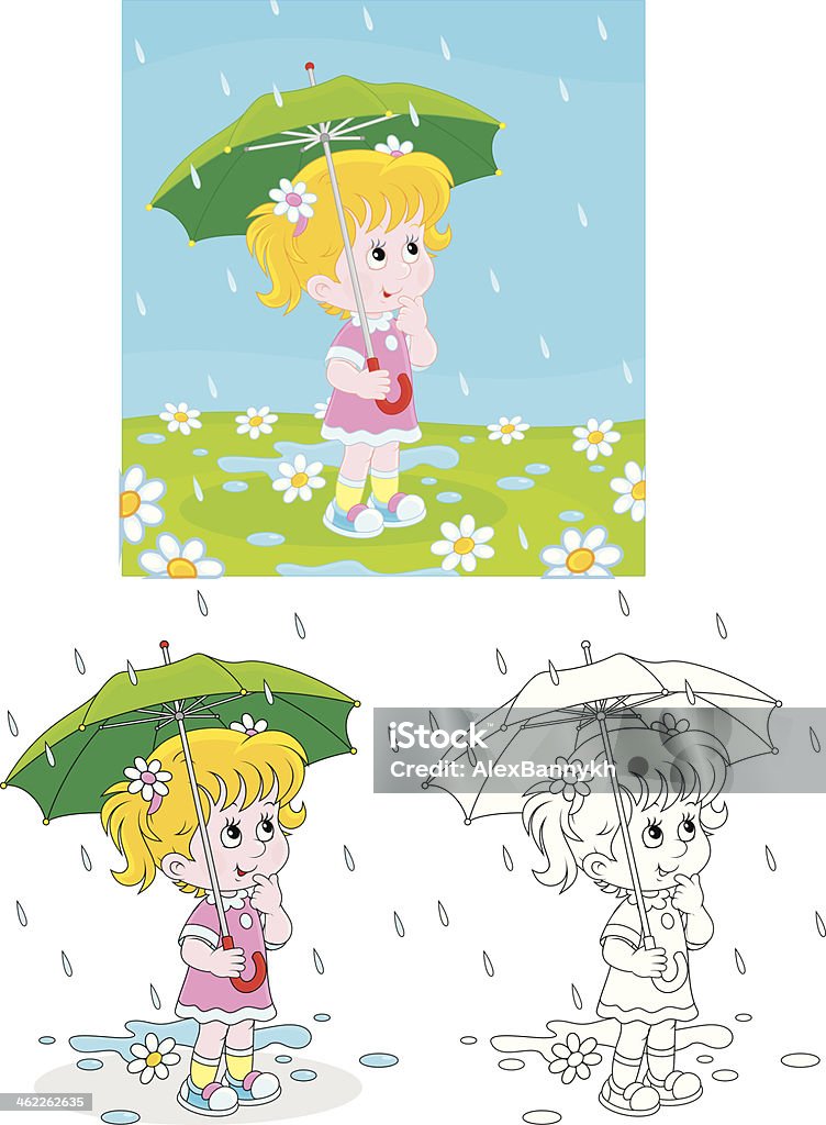 Rainy Day Stock Illustration - Download Image Now - Umbrella, Black And  White, Child - iStock