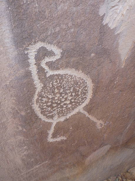 ancient native american cave painting in utah of what looks to be a duck