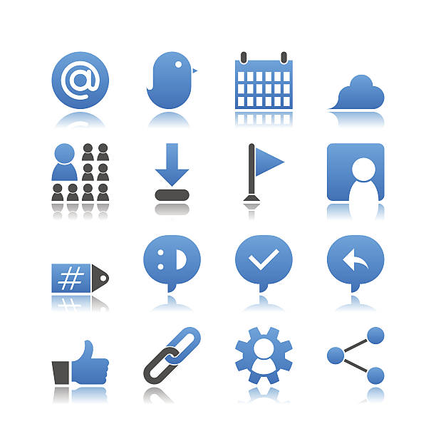 Set of 16 Social Network simple vector icons vector art illustration