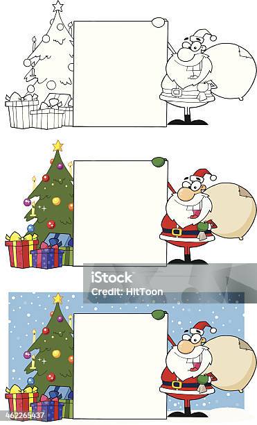 Collection Of Santa Showing A Blank Sign Stock Illustration - Download Image Now - Bag, Banner - Sign, Blank Sign