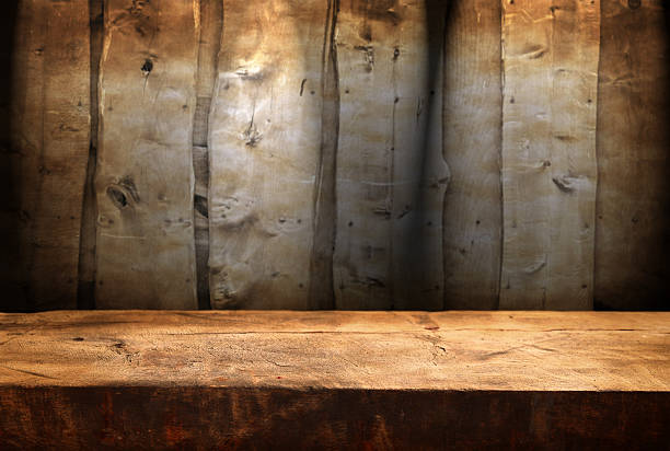 空のテーブル - plank oak wood old fashioned ストックフォトと画像