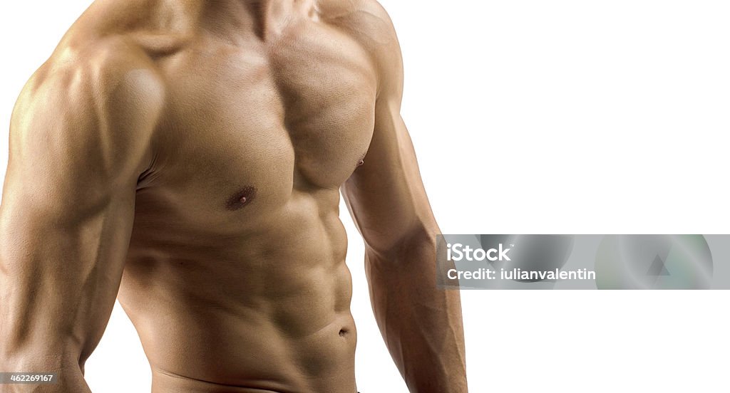 Primer plano perfecta abs. sólida con seis de bodybuilder - Foto de stock de Hombres libre de derechos