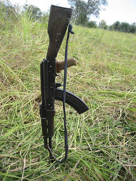 istock AK47 stuck into grass with bayonette 462273023