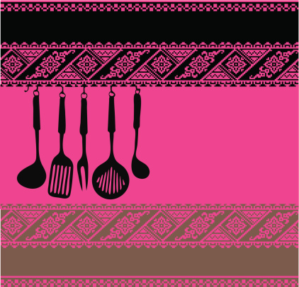 Rack of kitchen utensils, Vector Illustration