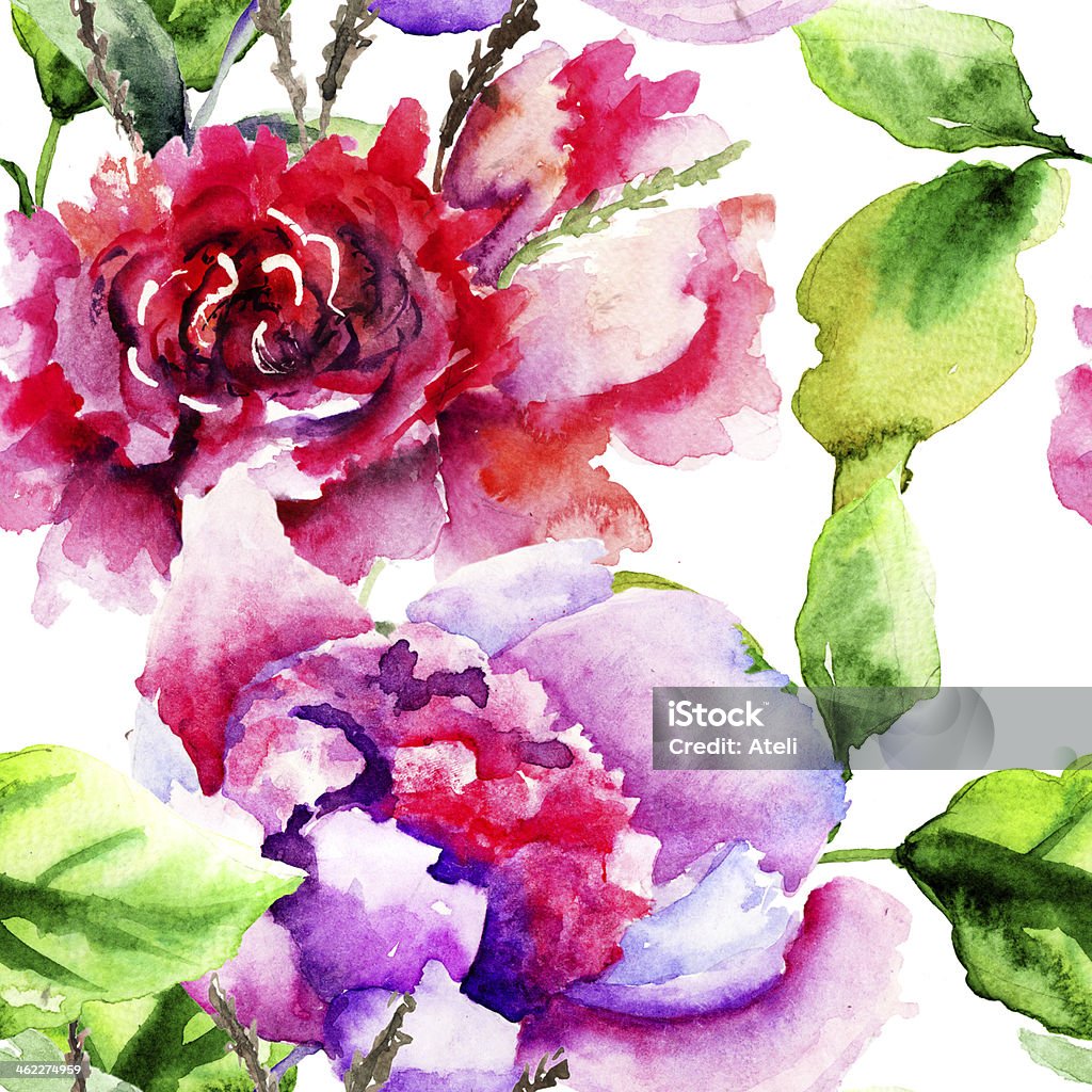 Seamless pattern with Peonies flowers Seamless pattern with Peonies flowers, Watercolor painting Backgrounds stock illustration