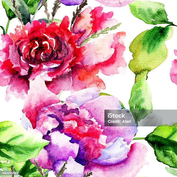 Seamless Pattern With Peonies Flowers Stock Illustration - Download Image Now - Backgrounds, Blossom, Floral Pattern
