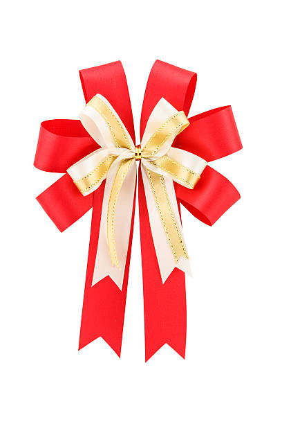 istock gold and red bow isolated on white background 462279885