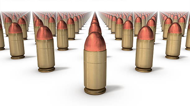 istock Diagonal high angle view of endless handgun bullets 462280507