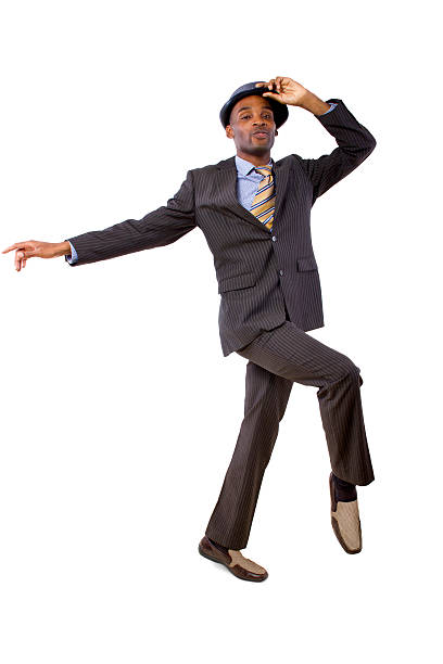 istock Dancing Businessman in a Suit on a White Background 462283095
