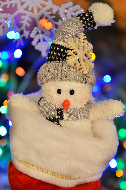 istock snowman in a red Christmas sock 462285327