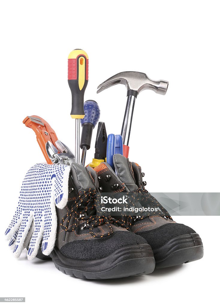 Building Tools And Boots Composition Stock Photo - Download Image Now ...
