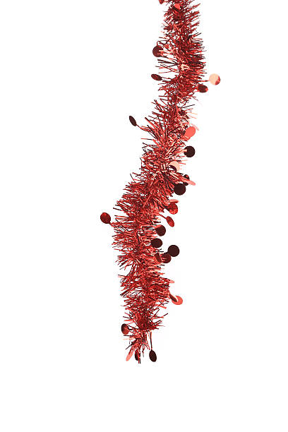 istock Christmas red tinsel with stars. 462285605