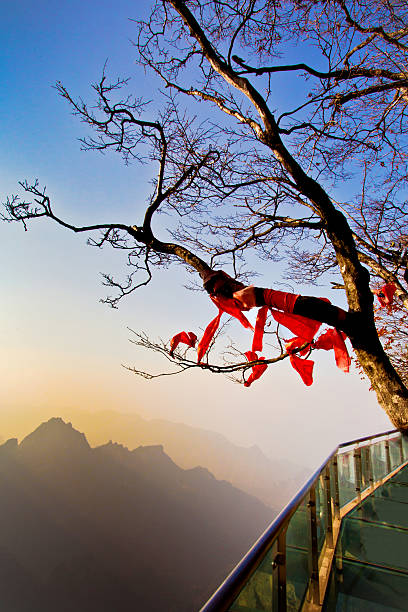 Glass balcony at Tianmenshan stock photo