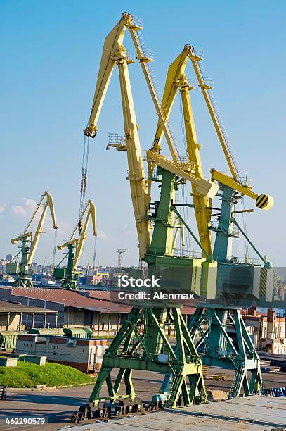 Port Cranes Stock Photo - Download Image Now - Blue, Commercial Dock, Crane - Machinery