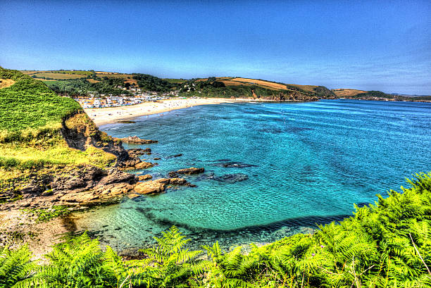 istock Pentewan beach and coast Cornwall turquoise sea in vivid HDR 462292821