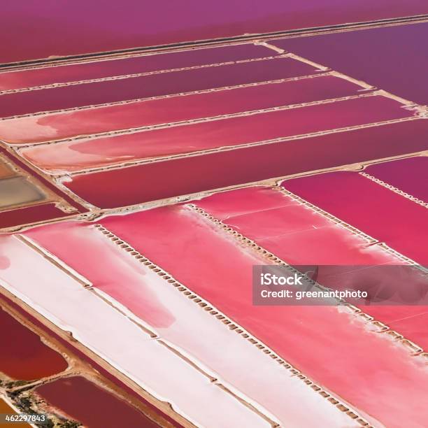 Aquaculture Ponds Hutt Lagoon Western Australia Stock Photo - Download Image Now - Hutt Lagoon, Pink Color, Lake