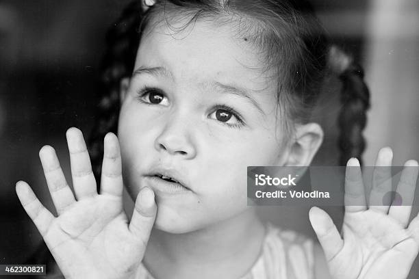 Girl Waiting By The Window Stock Photo - Download Image Now - Homelessness, Family, Poverty