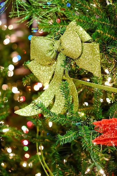 Christmas decorations on a tree stock photo
