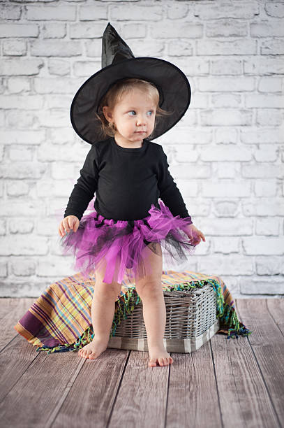 istock Halloween little girl witch 462303421