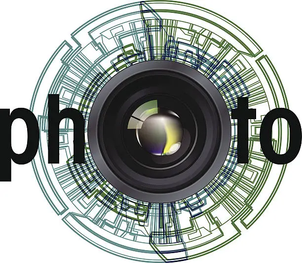 Vector illustration of Professional photo lens