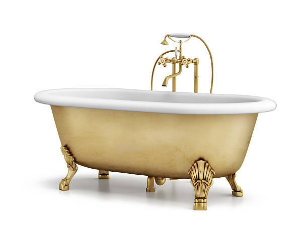 istock Isolated gold bronze classic bathtub on white 462311623