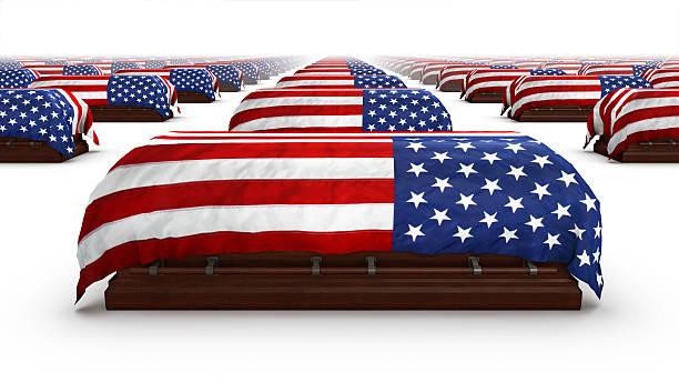 Low angle view of American coffins stock photo