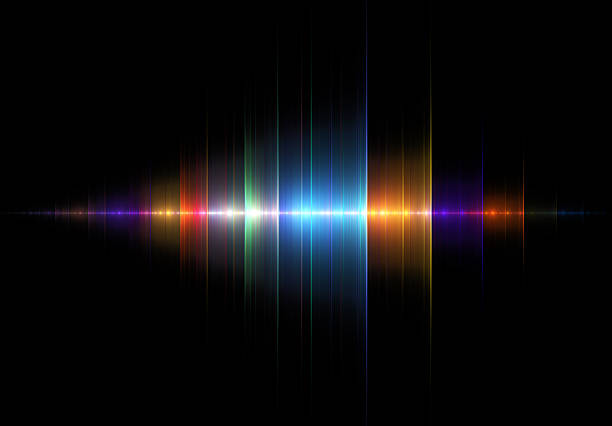 Multicolored Sound Wave Multicolored sound wave on black background. sound wave photos stock pictures, royalty-free photos & images