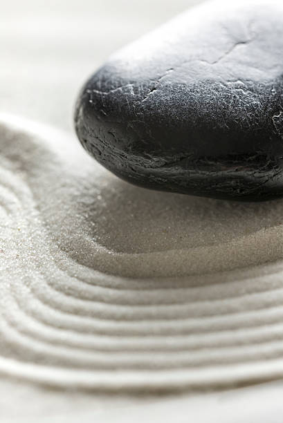 istock Black stone in zen garden 462312743