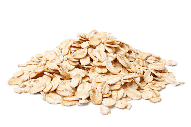 귀리 플레이크 - oat oatmeal isolated stack 뉴스 사진 이미지
