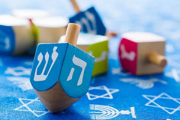 A still life composed of elements of the Jewish Chanukah/Hanukkah festival.