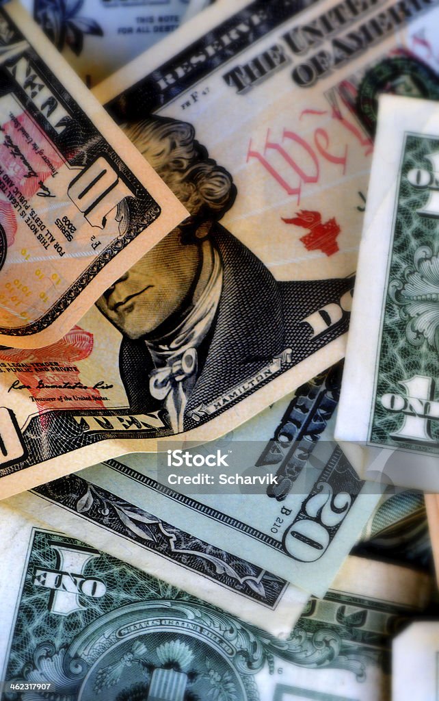 Money pile Pile of dollar Bills. American One Hundred Dollar Bill Stock Photo