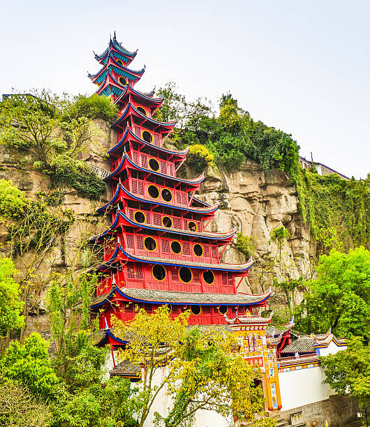 shibaozhai pagoda-chongqing, chiny - three gorges zdjęcia i obrazy z banku zdjęć