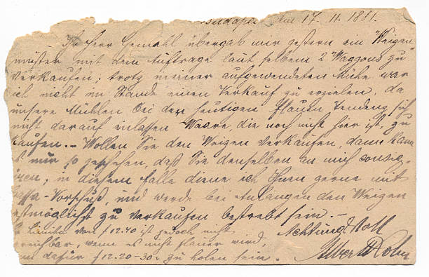 vecchio tedesco scrittura a mano-circa 1881 - paper alphabet script typescript foto e immagini stock