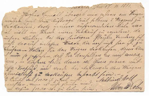 Old german handwriting on dirty paper - circa 1881