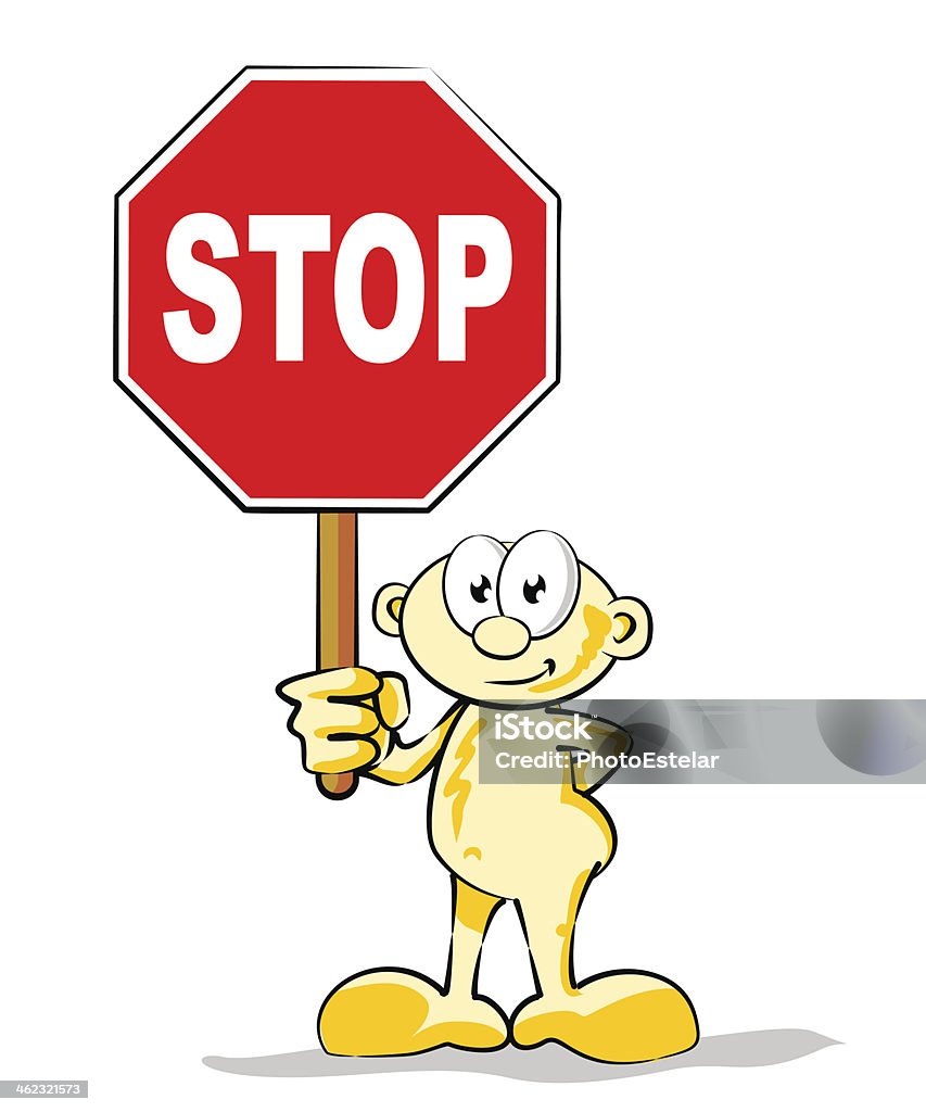 Stop Man Man With Stop Sign Stock Illustration - Download Image Now - Adult ...